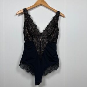 Shapellx Black Lace XXL Bodysuit Shapewear Tummy Control Thong Goth Glamour Sexy